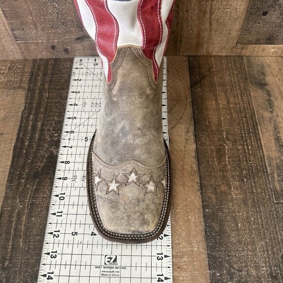 JB Dillon JBR2009 Square Toe Flag Suede Western Cowboy Boots Mens 11 EE - Picture 4 of 12